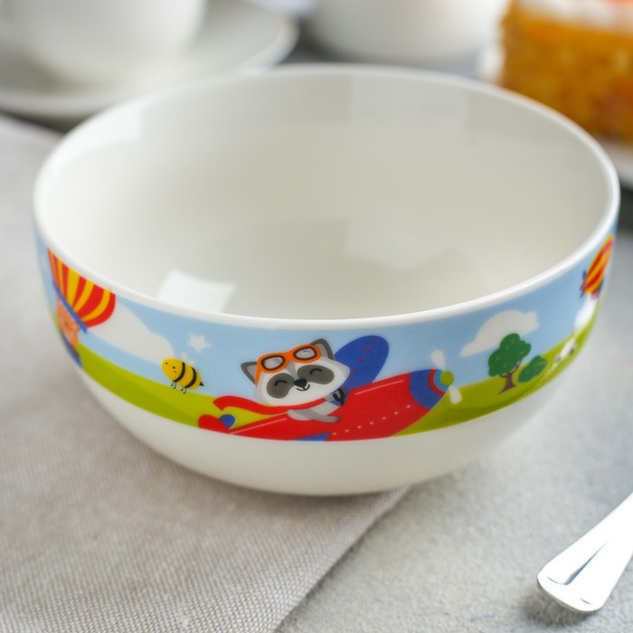 Набор детской посуды "Пилот", кружка 250 мл, глубокая тарелка 13 см, тарелка 15 см 