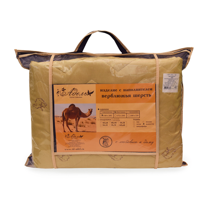 Одеяло Верблюд стеганое облегченное 140х205 см, полиэфирное волокно 150 гр/м2, п/э 100% 