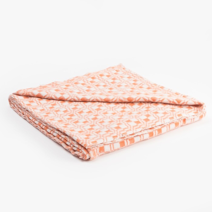 Одеяла байковое 140х205, клетка звездочка, оранжевый, 80% хлопок, 20% полиэстер 