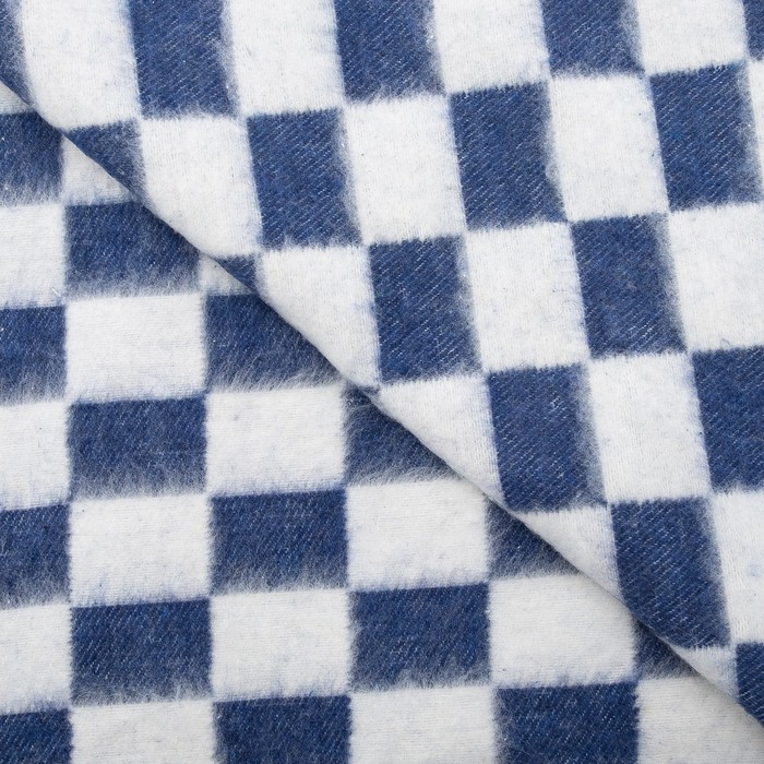 Одеяла байковое 140х205, клетка звездочка, голубой, 80% хлопок, 20% полиэстер 
