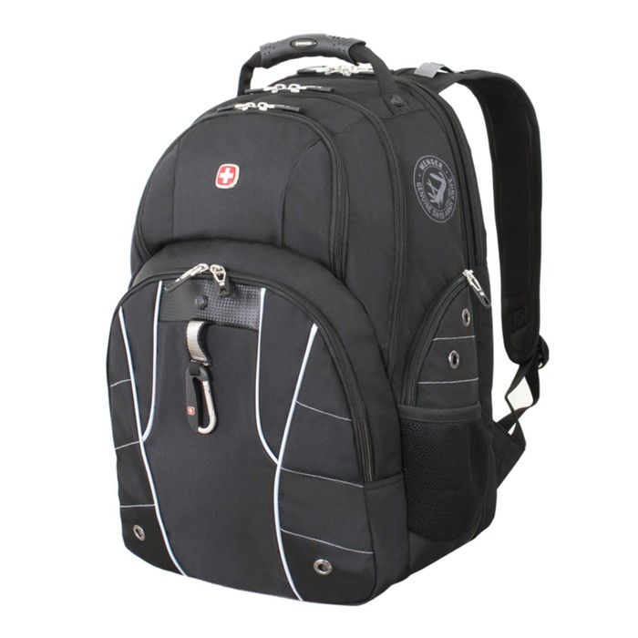 Рюкзак Wenger 15, чёрный/серебристый, полиэстер, 900D/600D/искуственная кожа, 47 x 18 x 34 см, 29 л 