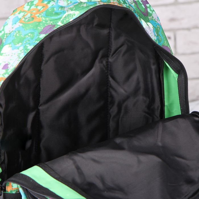 Рюкзак школьный, отдел на молнии, 2 наружных кармана, 2 боковых сетки, цвет зелёный 