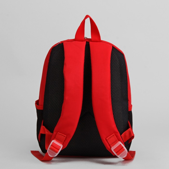 Рюкзак школьный, отдел на молнии, 2 наружных кармана, 2 боковые сетки, дышащая спинка, цвет красный/чёрный 