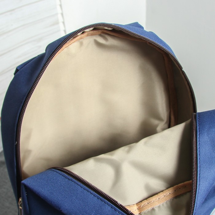 Рюкзак молодёжный, отдел на молнии, наружный карман, цвет синий/коричневый 