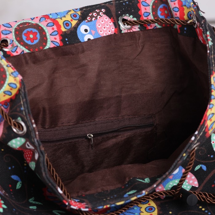 Рюкзак молодёжный, отдел на шнурке, 3 наружных кармана, цвет коричневый 
