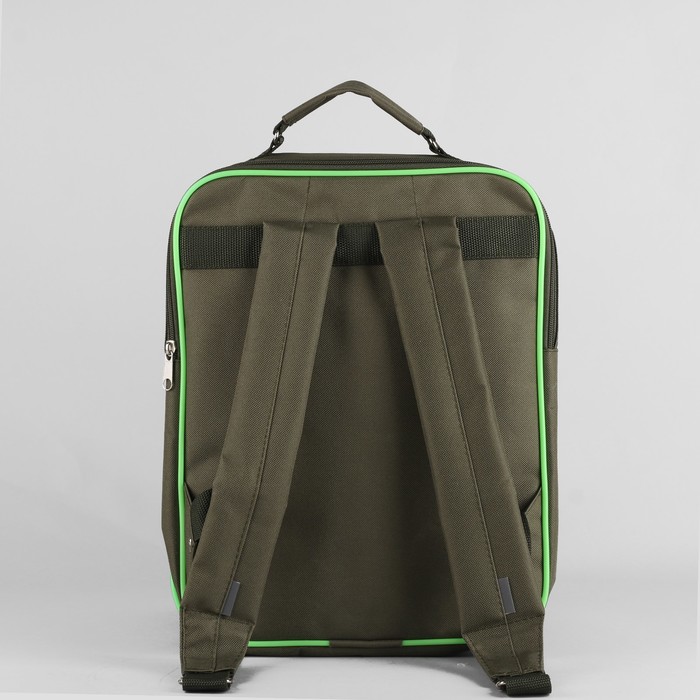 Рюкзак школьный, 2 отдела на молниях, 2 наружных кармана, цвет хаки 