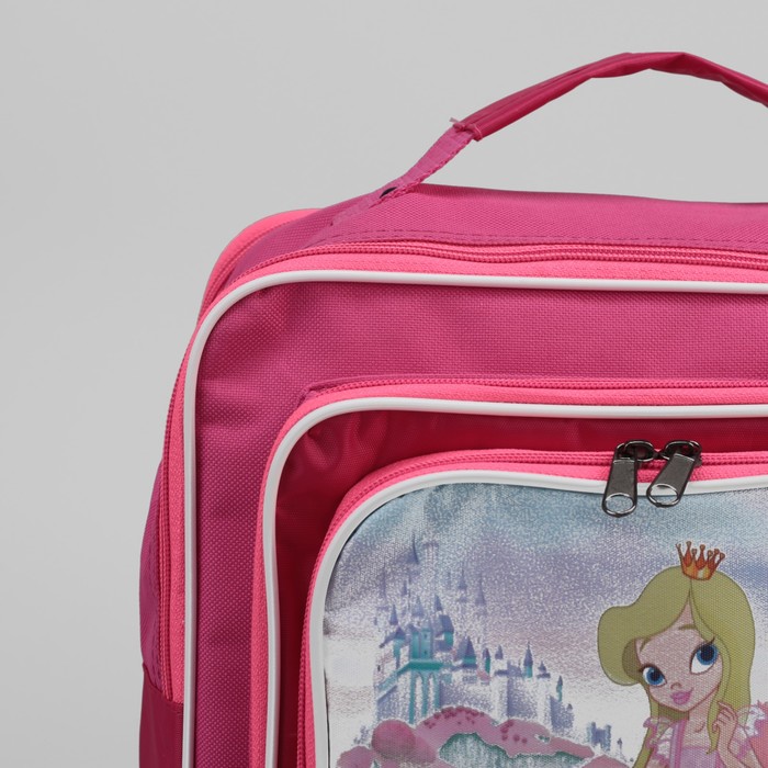 Рюкзак школьный, отдел на молнии, 2 наружных кармана, цвет розовый 
