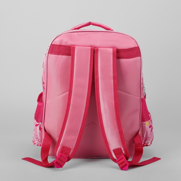 Рюкзак школьный, отдел на молнии, наружный карман, 2 боковые сетки, усиленная спинка, цвет розовый 