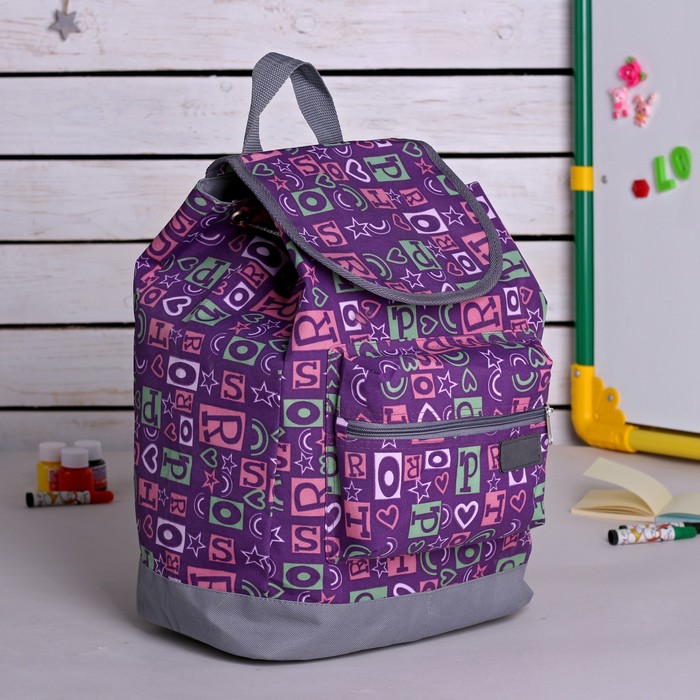 Рюкзак молодёжный, отдел на шнурке, наружный карман, цвет фиолетовый 