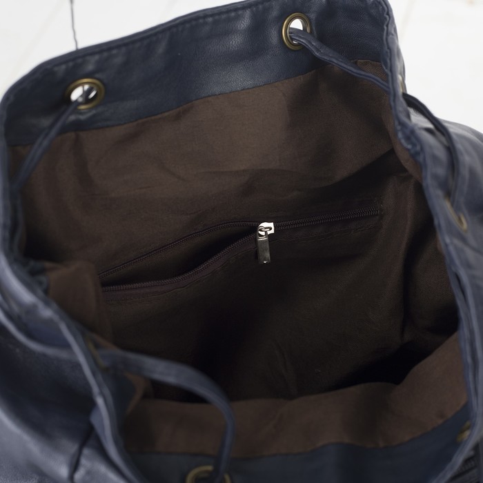 Рюкзак молодёжный, отдел на шнурке, 4 наружных кармана, цвет синий 