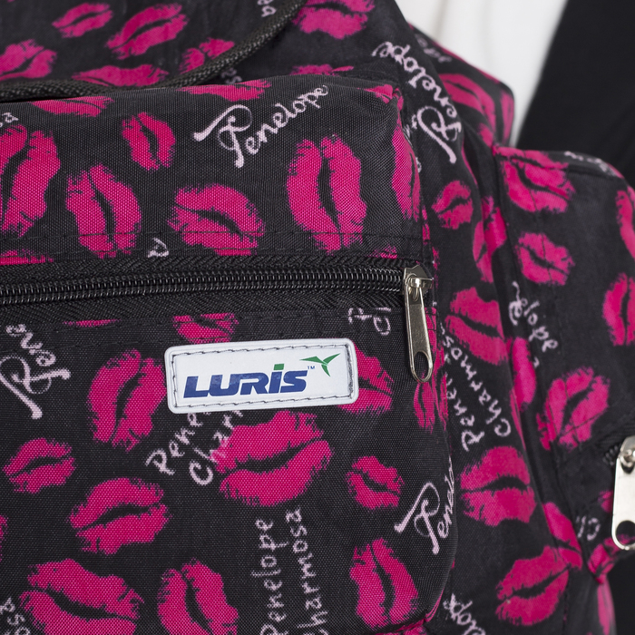 Рюкзак молодёжный, отдел на шнурке, 3 наружных кармана, цвет чёрный/розовый 