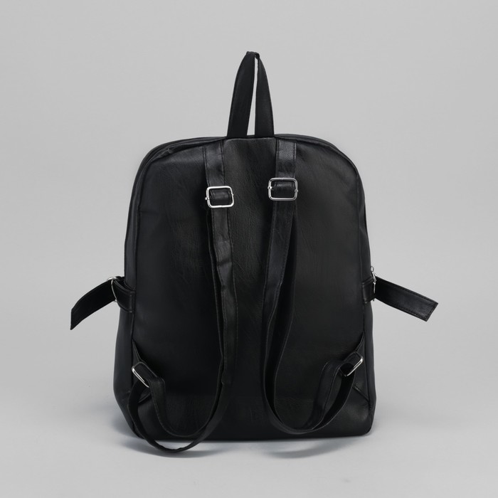 Рюкзак молодёжный, 2 отдела на молниях, цвет чёрный 