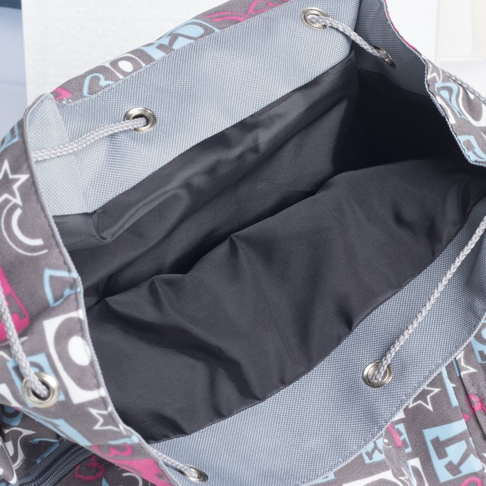 Рюкзак молодёжный, отдел на шнурке, наружный и 2 боковых кармана, цвет серый 