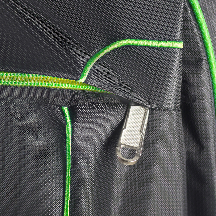 Рюкзак молодёжный, 2 отдела на молниях, наружный карман, 2 боковые сетки, усиленная спинка, цвет чёрный/зелёный 