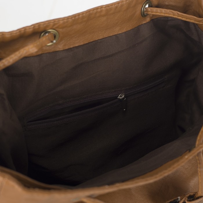 Рюкзак молодёжный, отдел на шнурке, 2 наружных кармана, 2 боковых кармана, цвет коричневый 