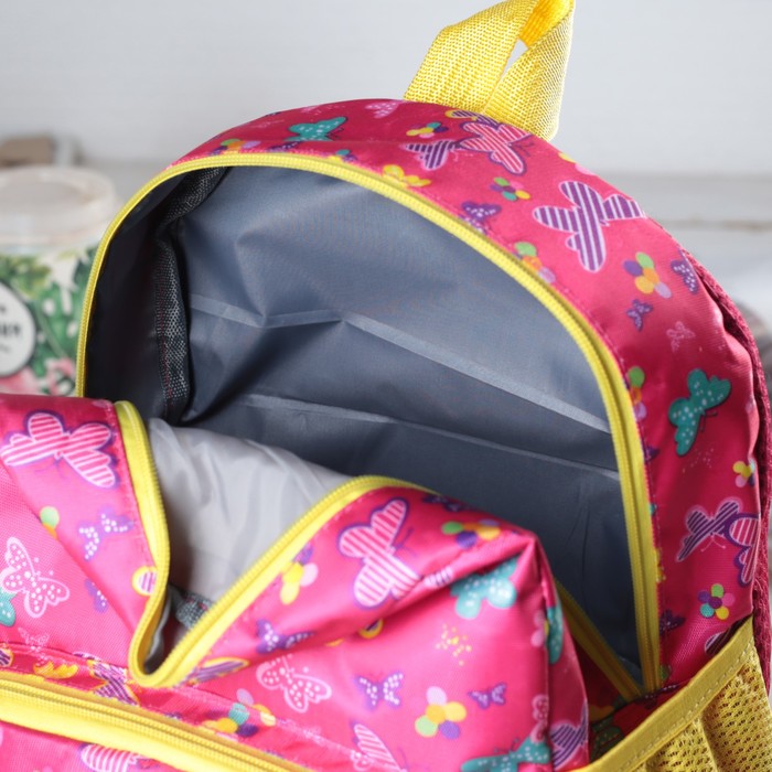 Рюкзак детский, отдел на молнии, наружный карман, 2 боковые сетки, дышащая спинка, цвет малиновый 