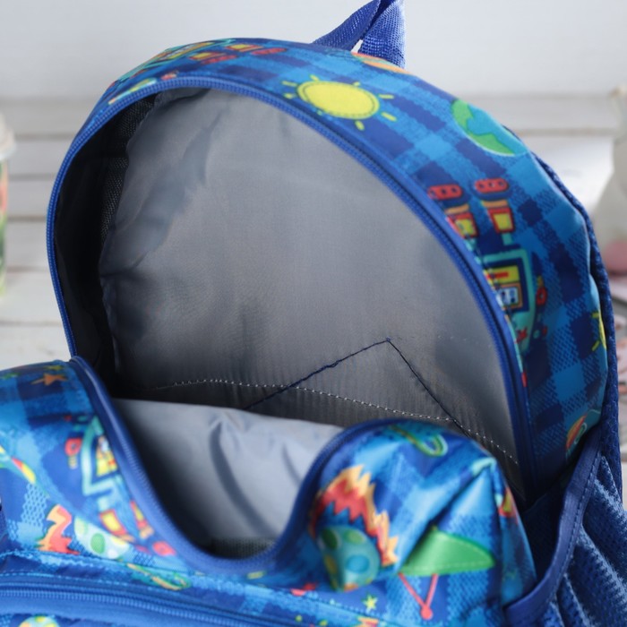 Рюкзак детский, отдел на молнии, наружный карман, 2 боковые сетки, дышащая спинка, цвет синий 