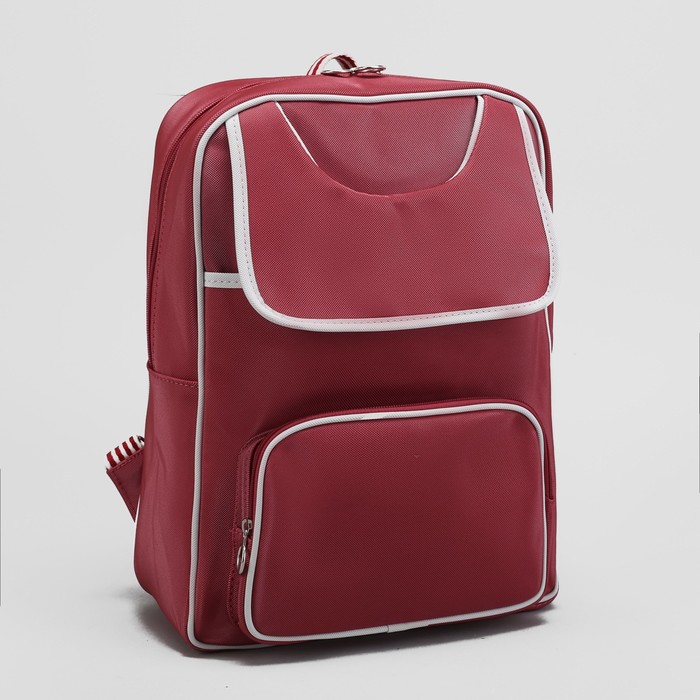 Рюкзак молодёжный, отдел на молнии, 2 наружных кармана, цвет бордовый 
