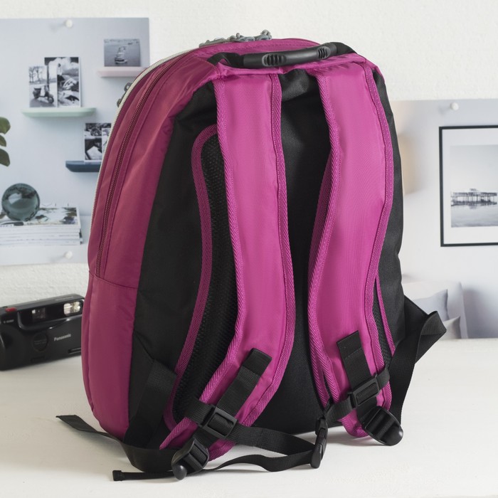 Рюкзак школьный, 2 отдела на молниях, наружный карман, цвет розовый 