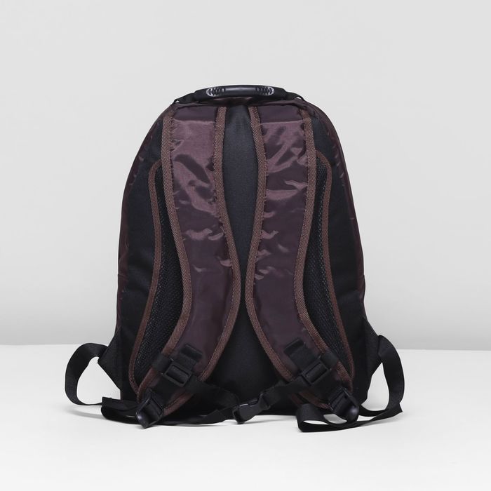 Рюкзак школьный, 2 отдела на молниях, наружный карман, цвет коричневый/голубой 