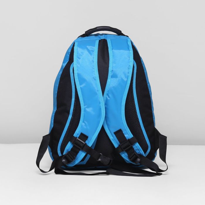 Рюкзак школьный, 2 отдела на молниях, наружный карман, цвет голубой 