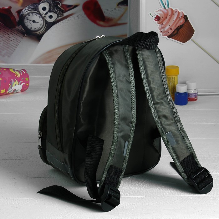 Рюкзак детский, отдел на молнии, наружный карман, цвет зелёный 