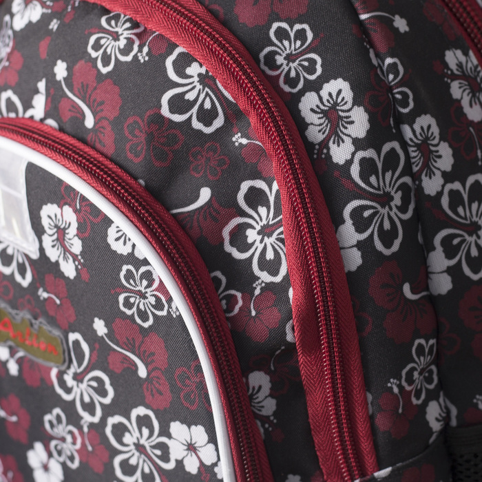 Рюкзак школьный, 2 отдела на молниях, наружный карман, 2 боковых кармана, цвет чёрный/розовый/белый 