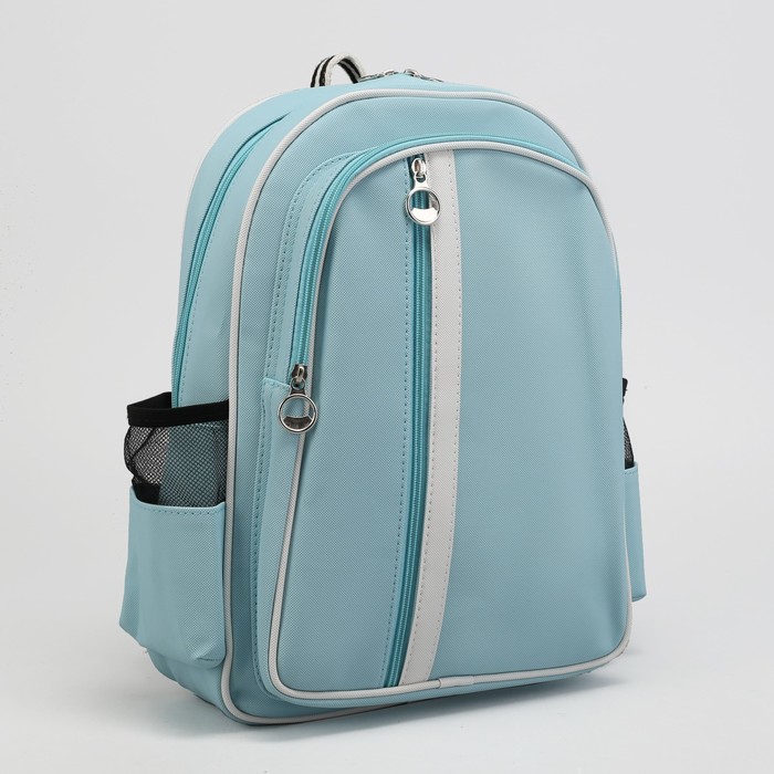 Рюкзак молодёжный, отдел на молнии, 3 наружных кармана, цвет голубой 