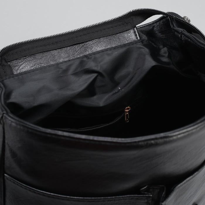 Рюкзак молодёжный, отдел на молнии, 4 наружных кармана, цвет чёрный 