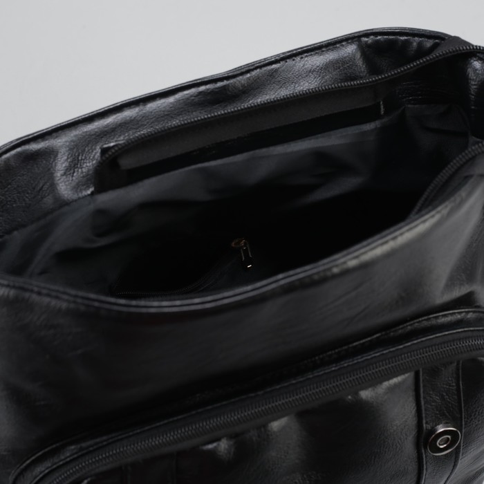 Рюкзак молодёжный, отдел на молнии, 2 наружных кармана, цвет чёрный 