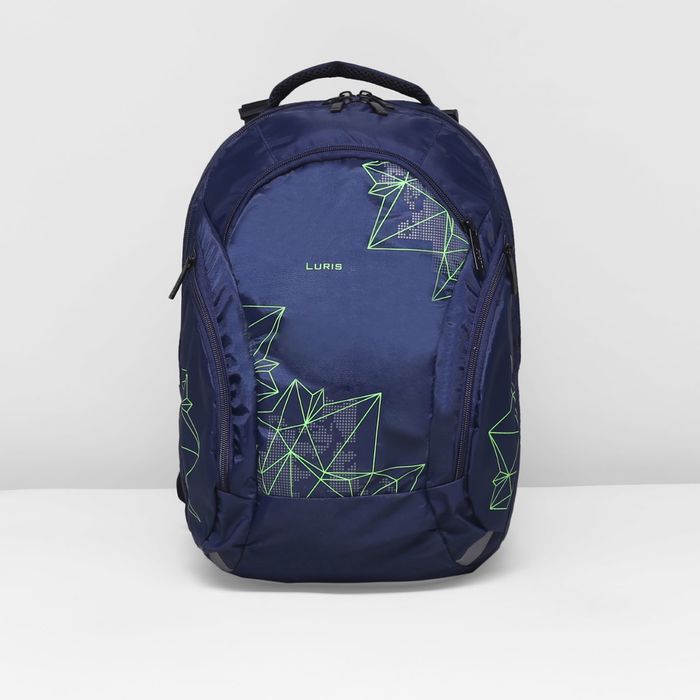 Рюкзак школьный, 2 отдела на молниях, 3 наружных кармана, цвет синий 