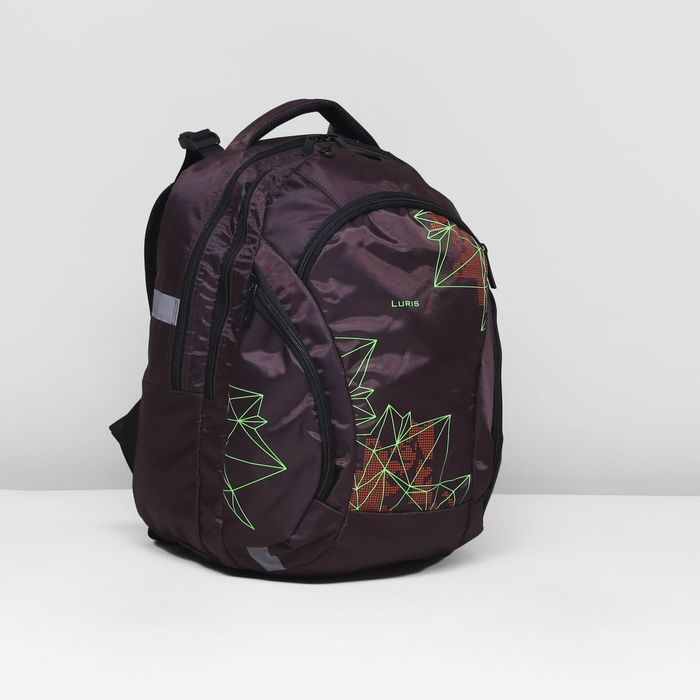 Рюкзак школьный, 2 отдела на молниях, 3 наружных кармана, цвет коричневый 