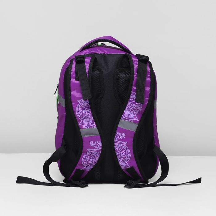 Рюкзак школьный, 2 отдела на молниях, 3 наружных кармана, цвет фиолетовый 