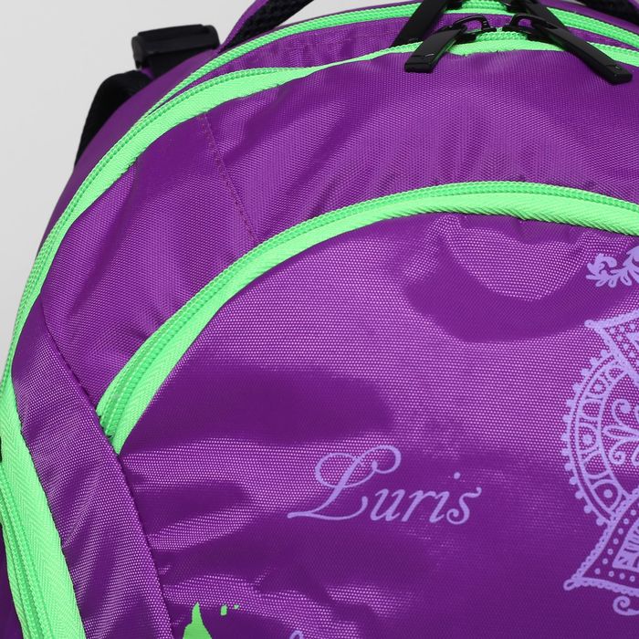 Рюкзак школьный, 2 отдела на молниях, 3 наружных кармана, цвет фиолетовый 