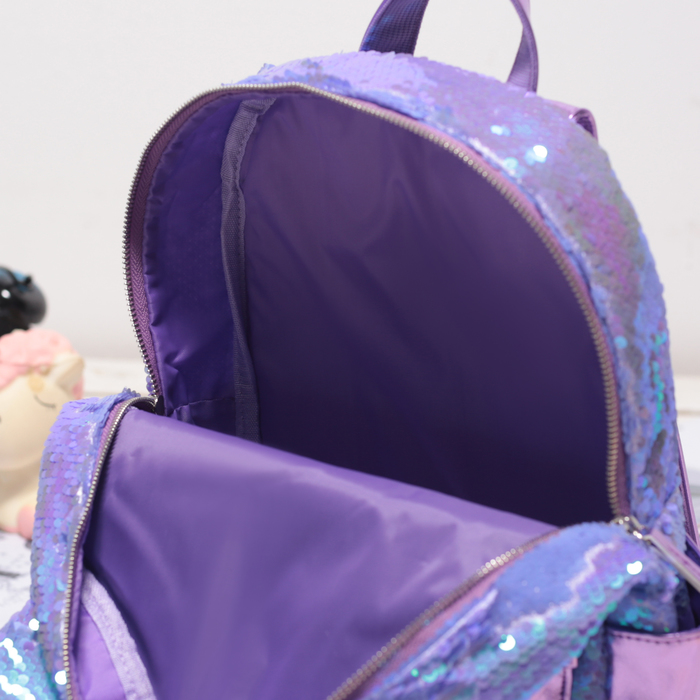 Рюкзак школьный, отдел на молнии, наружный карман, цвет фиолетовый 