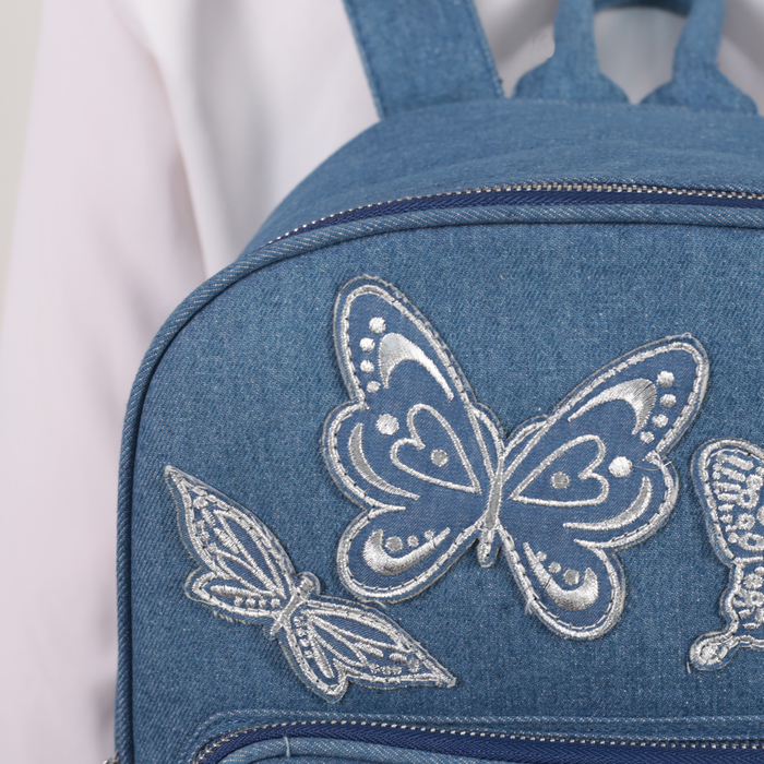 Рюкзак школьный, отдел на молнии, наружный карман, цвет голубой 
