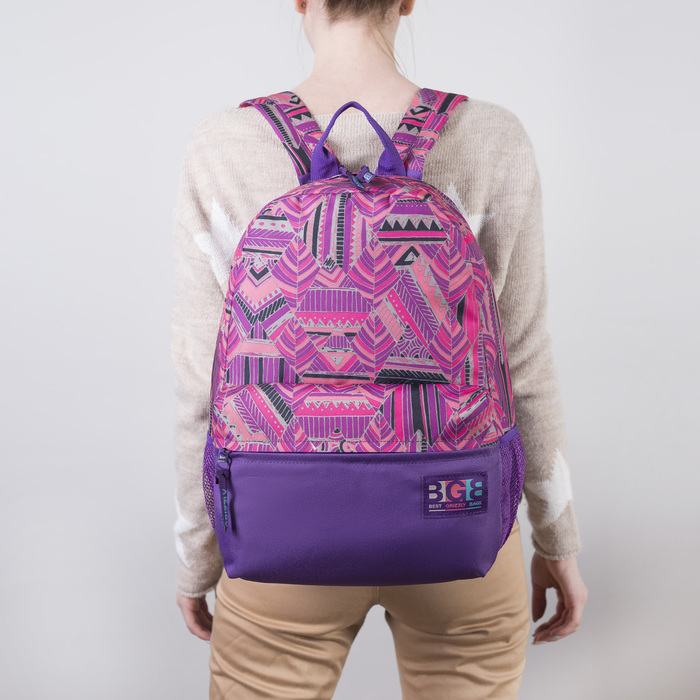 Рюкзак молодёжный, отдел на молнии, наружный карман, цвет фиолетовый/розовый 