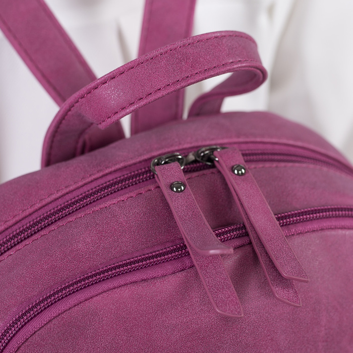 Рюкзак молодёжный, 2 отдела на молниях, наружный карман, цвет розовый 