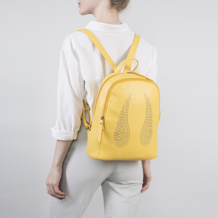 Рюкзак молодёжный, отдел на молнии, наружный карман, цвет жёлтый 
