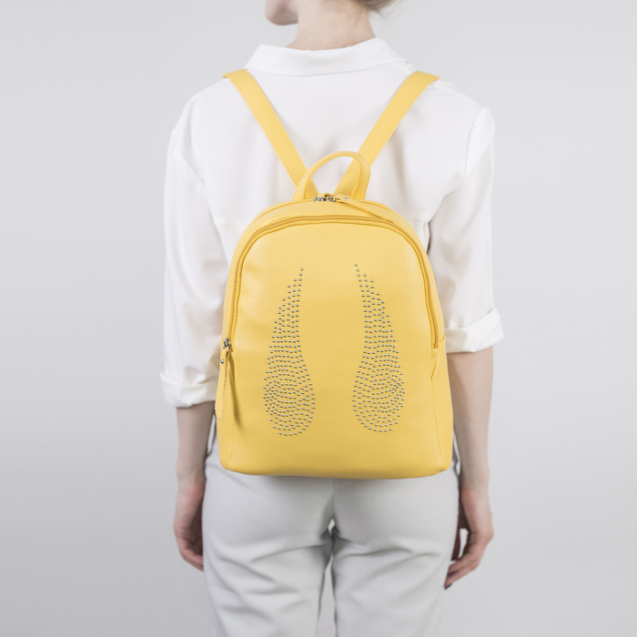 Рюкзак молодёжный, отдел на молнии, наружный карман, цвет жёлтый 