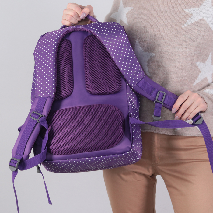 Рюкзак молодёжный, 2 отдела на молниях, наружный карман, цвет фиолетовый 