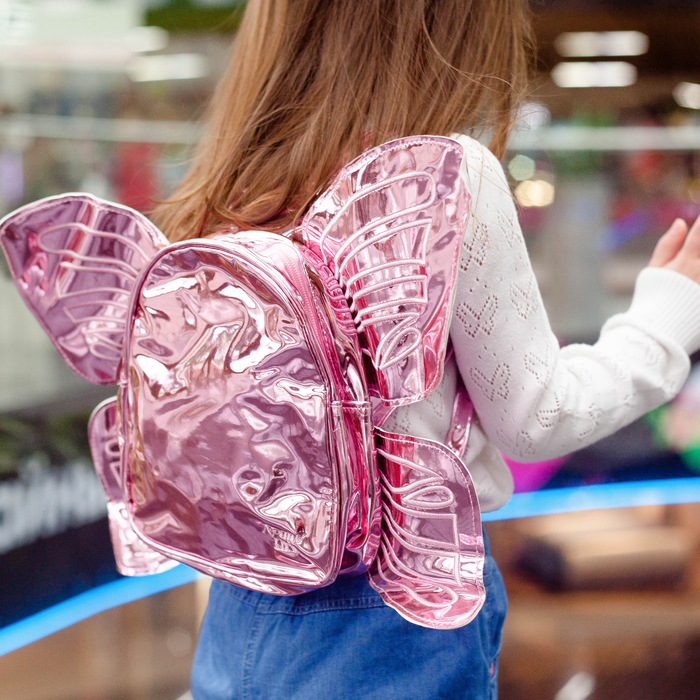 Рюкзак детский, отдел на молнии, с крыльями, цвет розовый 
