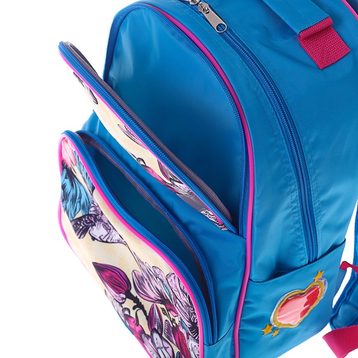 Рюкзак школьный с эргономической спинкой Luris Тимошка 37x26x13 см для девочки, «Колибри» 