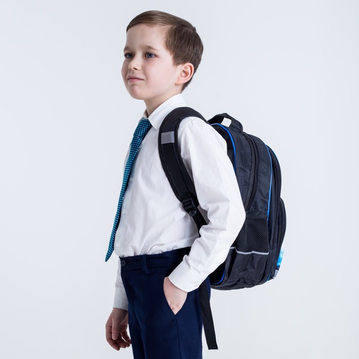 Рюкзак школьный с эргономической спинкой Calligrata Пиноккио 36x23x13 см для мальчика, «Мотоцикл» 