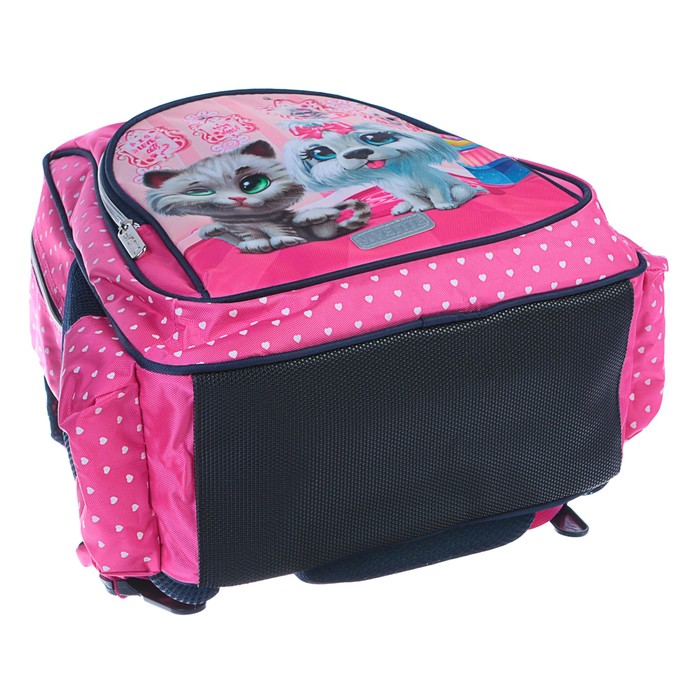 Рюкзак школьный с эргономичной спинкой deVENTE Basic, 38 х 28 х 12, для девочки, Sweet Pets 