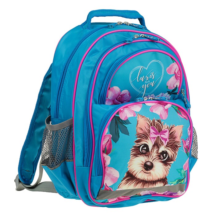 Рюкзак школьный с эргономической спинкой Luris Пиноккио 36x23x13 см для девочки, «Собачка» 