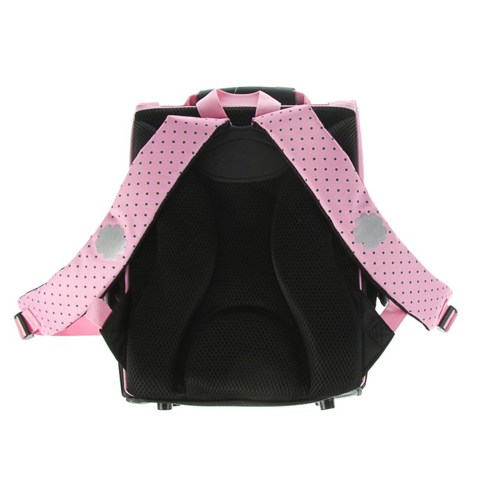 Ранец Jack&Lin, 33 х 25 х 14 см, для девочки «Зайка Лин в шубке», розовый/чёрный 