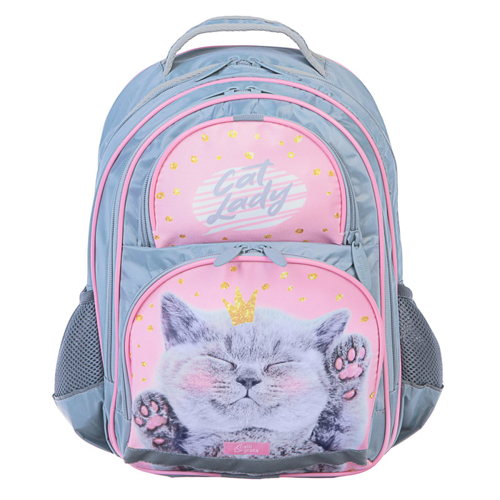 Рюкзак школьный с эргономической спинкой Calligrata Пиноккио 36x23x13 см для девочки, «Кот» 