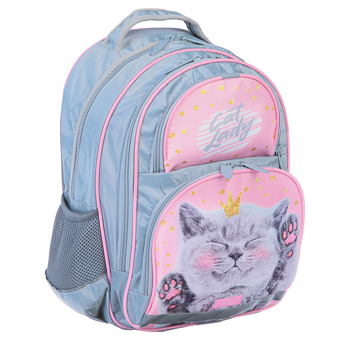 Рюкзак школьный с эргономической спинкой Calligrata Пиноккио 36x23x13 см для девочки, «Кот» 