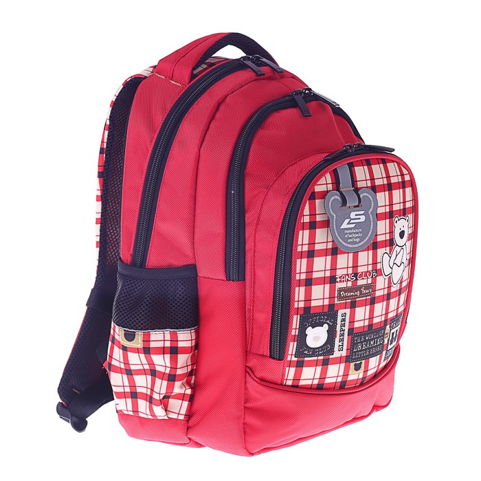 Рюкзак школьный с эргономической спинкой Luris Гармония 38x28x18 см для девочки, «Мишка» 